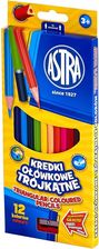 Astra Kredki ołówkowe trójkątne Astra 12 kolorów - Szkolne artykuły plastyczne