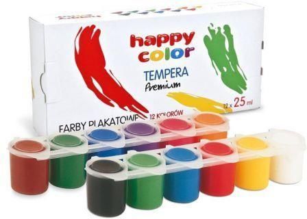 HAPPY COLOR Farby plakatowe Tempera Premium 12 kolorów 25 ml