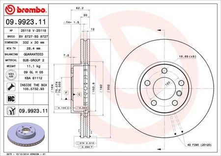 BREMBO Tarcza hamulcowa - 09.9923.11