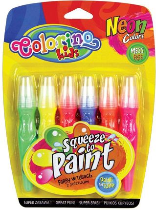 Colorino Farby w tubach z pędzelkami 6 kolorów neonowych 34166