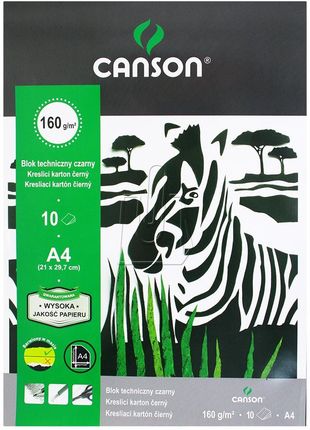 Blok techniczny A4 czarny Canson 160g zebra 400075233