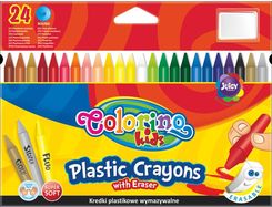 Zdjęcie Colorino Kredki świecowe okrągłe plastikowe z gumką 24 kolory 67348 - Kościan