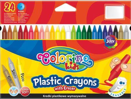 Colorino Kredki świecowe okrągłe plastikowe z gumką 24 kolory 67348