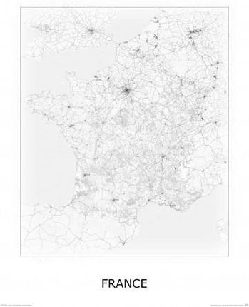 France, black&white - mapa