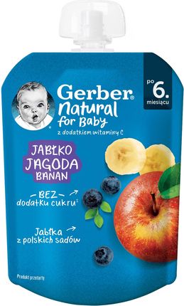 Gerber Deserek W Tubce Jabłko Jagoda Banan dla niemowląt po 6 Miesiącu 80g