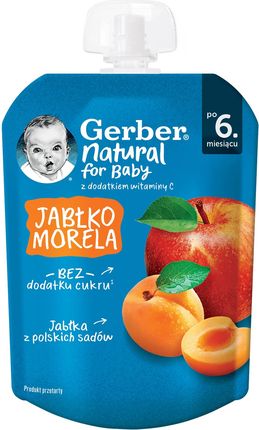Gerber Deserek W Tubce Jabłko Morela dla niemowląt po 6 miesiącu 80g