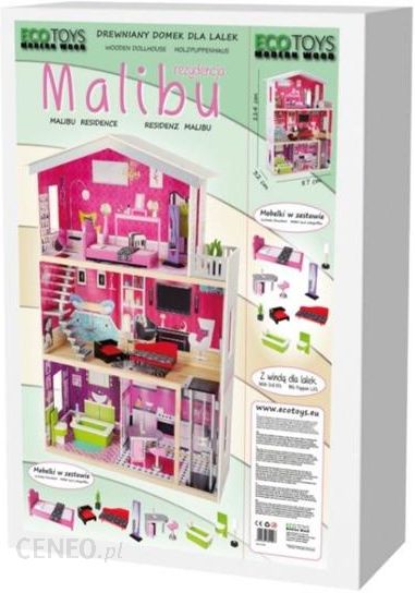 Ecotoys Drewniany Domek Dla Lalek Barbie Malibu (4118)