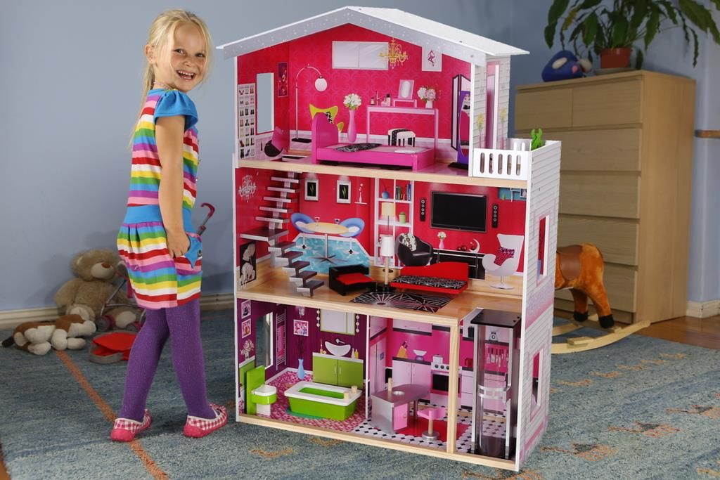 Ecotoys Drewniany Domek Dla Lalek Barbie Malibu (4118)