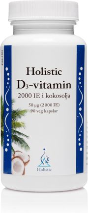 Holistic D3-vitamin 2000IE + Kokosolja Witamina D3 i ekologiczny olej kokosowy 90 kaps. 