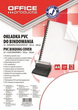 OFFICE PRODUCTS Okładki do bindowania PVC A4 200mikr 100szt transparentne