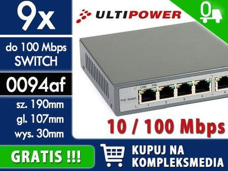 Ultipower 9-portowy przełącznik PoE switch 0094af 10 100Mbps (0094AF)