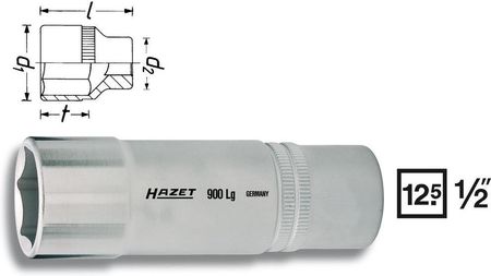 Hazet Nasadka 1/2 12.5 mm 900LG-16 zewnętrzny sześciokąt 16 mm 85 mm