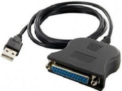 4world Adapter USB [M] > LPT Równoległy Port DB25 [F], 1.15m, czarny