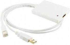4world Adapter mini DisplayPort [M] + USB [M] > HDMI [F], 0.5m, biały
