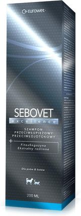 Eurowet Sebovet Excellence szampon przeciwłupieżowy i przeciwłojotokowy dla kota i psa 200ml