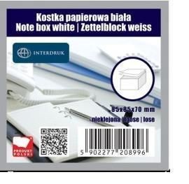 INTERDRUK INTERDRUK Kostka papierowa biała 85x85x70 mm nieklejona