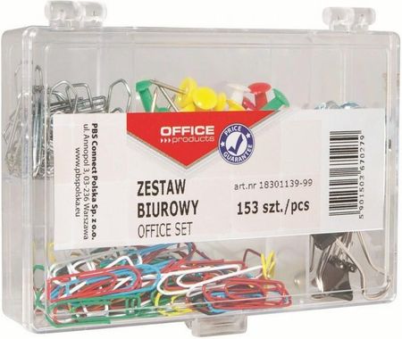 OFFICE PRODUCTS Zestaw biurowy (pinezki  klipy i spinacze) OFFICE PRODUCTS  mix 153szt. 1830113999