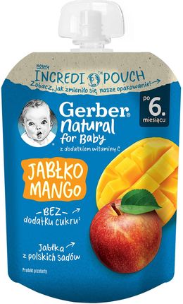 Gerber Deserek W Tubce Jabłko Mango dla niemowląt po 6 miesiącu 80g