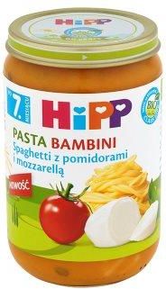 Hipp Bio Pasta Bambini Spaghetti z Pomidorami i Mozarellą , obiadek dla  dzieci, 220 g