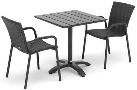 AJ Zestaw mebli tarasowych 2 krzesła rattanowe + kwadratowy stół (131431)