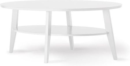 AJ Owalny stolik śr. 1200x700 mm .z praktyczną półką dolną. Biały (350063)