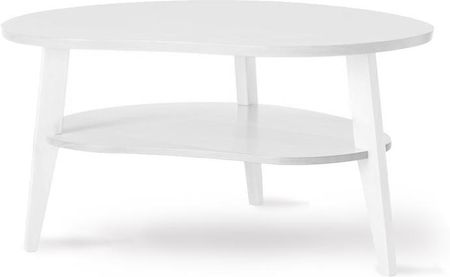 AJ Owalny stolik śr. 1000x800 mm .z praktyczną półką dolną. Biały (350073)