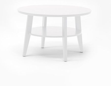 AJ Owalny stolik śr. 600 mm .z praktyczną półką dolną. Biały (350233)