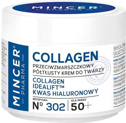 Krem Mincer Pharma Collagen 50+ półtłusty przeciwzmarszczkowy nr 302 na dzień i noc 50ml