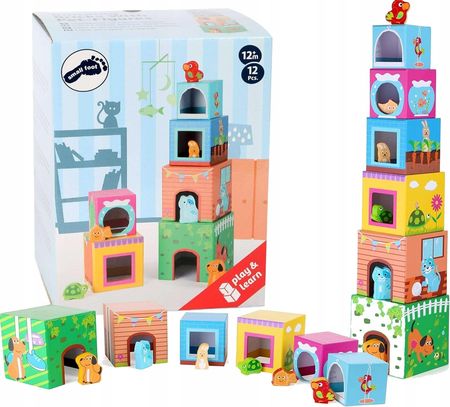 Small Foot Design Klocki Wieża Zwierzaki Zabawki Dla Dzieci (10044