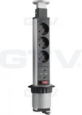 Gtv Gniazda Wpuszczane W Blat 60Mm 3X230V, 2Xusb 2,1A 5V - Ae-Bpw3.60U