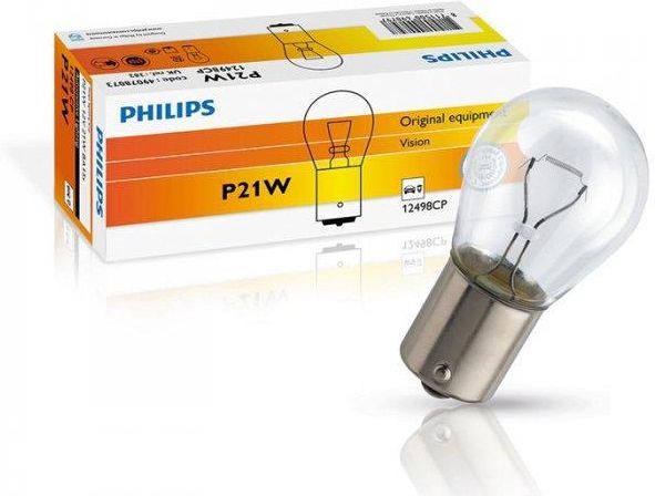 Lot De 10 Ampoules P21W Philips 12972 – Halogène Voiture 12V 21W BA15s – Feu Stop, Signalisation, ÉcoVision Longue Durée