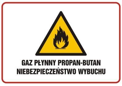 TopDesign NB025 DU PN - Znak "Gaz płynny propan-butan. Niebezpieczeństwo wybuchu /pożaru/"