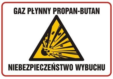 TopDesign NB012 FC PN - Znak "Gaz płynny propan - butan niebezpieczeństwo wybuchu"