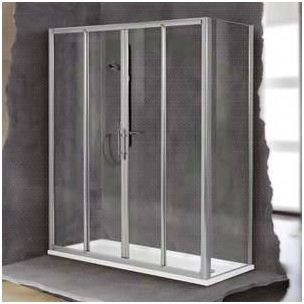 Novellini Drzwi prysznicowe przesuwne LUNES 2A 156 szkło przejrzyste profil biały LUNES2A156-1D