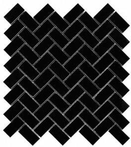 Dunin Black&White mozaika kamienna Pure Black Herringbone 48