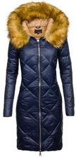 Granatowy płaszcz damski zimowy Denley 8069 - zdjęcie 1