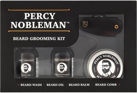 Percy Nobleman Grooming Kit Beard Wash Beard Conditioning Oil Moustache Wax Grzebień 