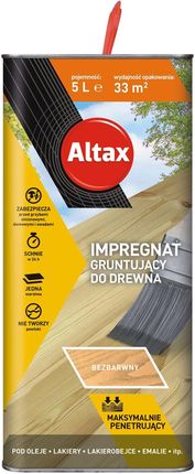 Altax Impregnat Gruntujący Do Drewna Bezbarwny 5L