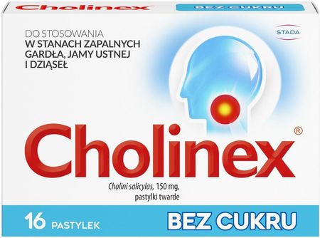 Cholinex Bez cukru 16 pastylek do ssania