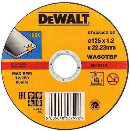 DeWalt Tarcza do cięcia stali nierdzewnej 125x1,0x22,23 DT42340Z