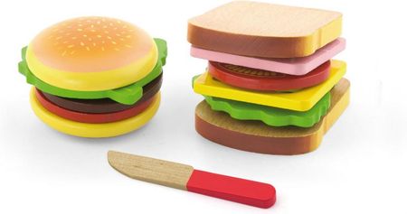 Viga Drewniany zestaw do krojenia Hamburger i kanapka (50810)