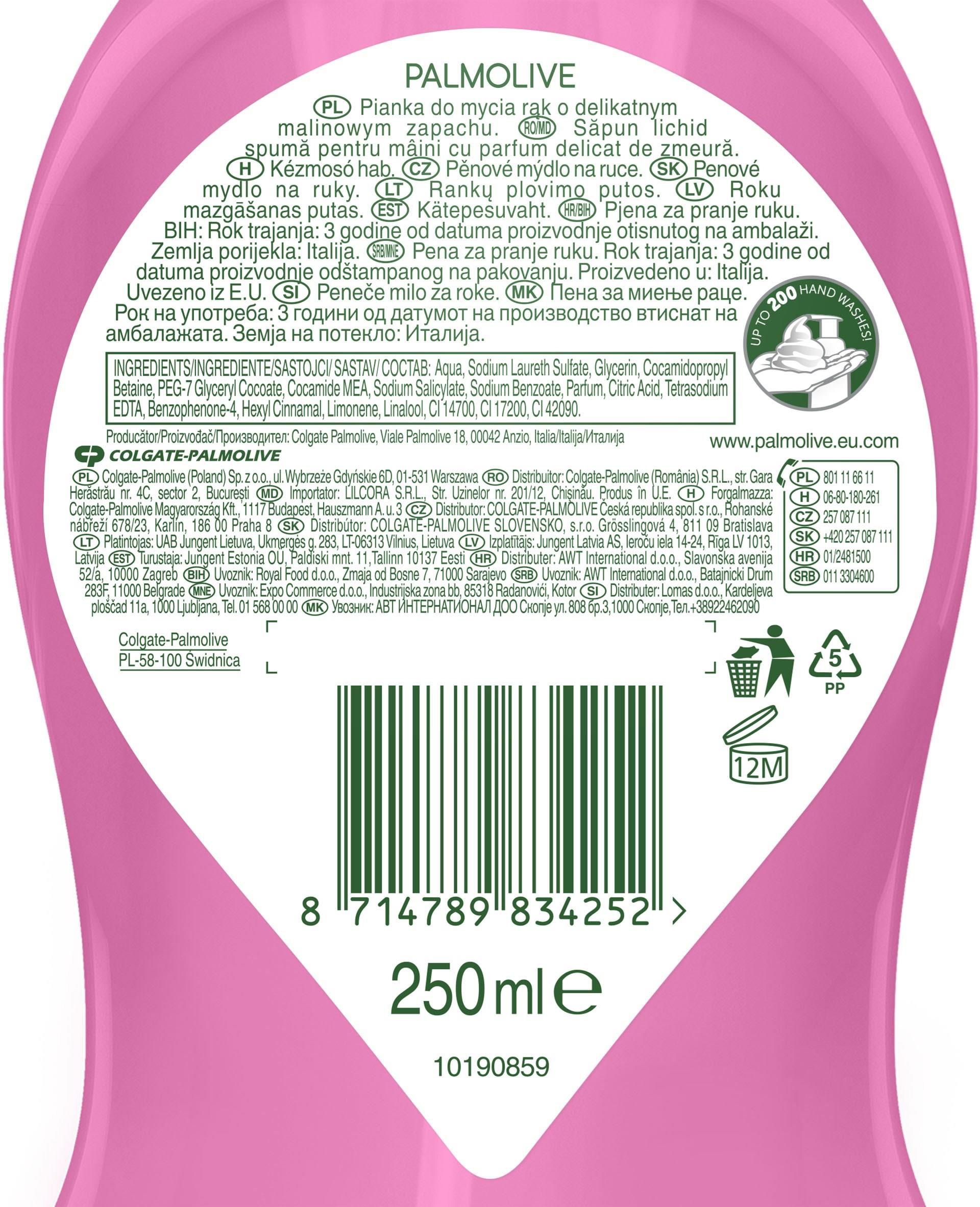 Palmolive Mydło w Piance Malina 250ml - zdjęcie 4 Palmolive Mydło w Piance Malina 250ml