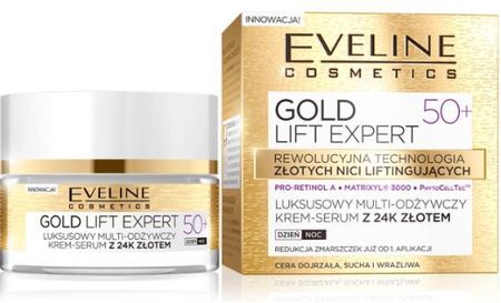 Krem Eveline Gold Lift Expert 50+ Luksusowy Multi Odżywczy Serum na dzień i noc 50ml