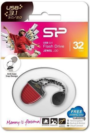 Silicon Power Jewel J30 32GB Czerwony (SP032GBUF3J30V1R)