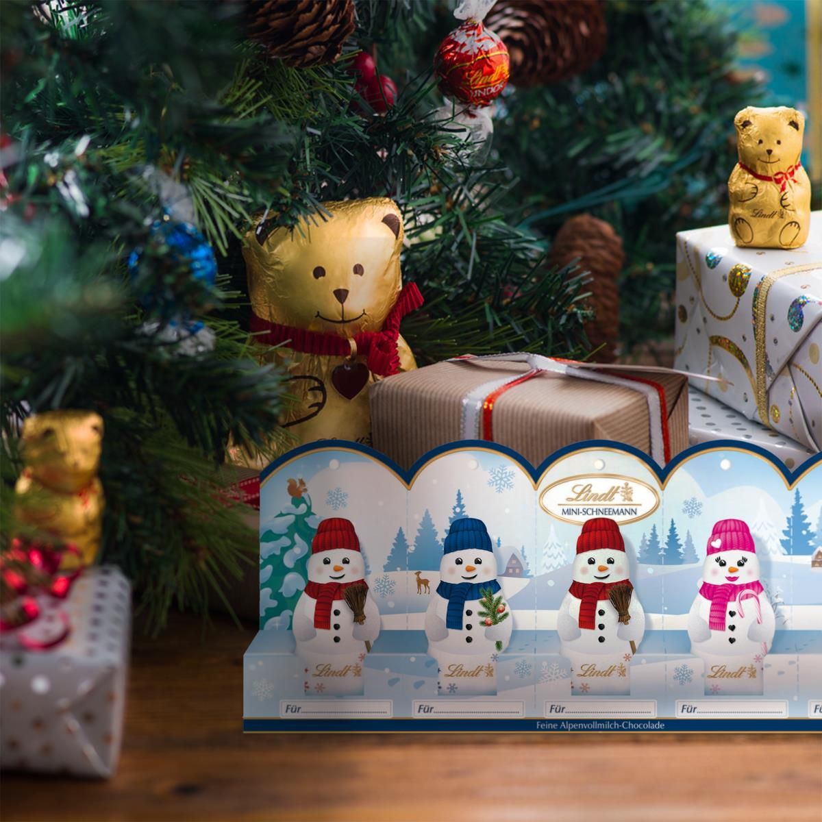Lindt Mini Snowmen Bałwanki 5X10G - zdjęcie 2 Lindt Mini Snowmen Bałwanki 5X10G