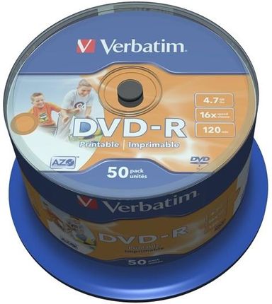 Dysk DVD-R VERBATIM 16x Cake 50Pack Nadruk 43533