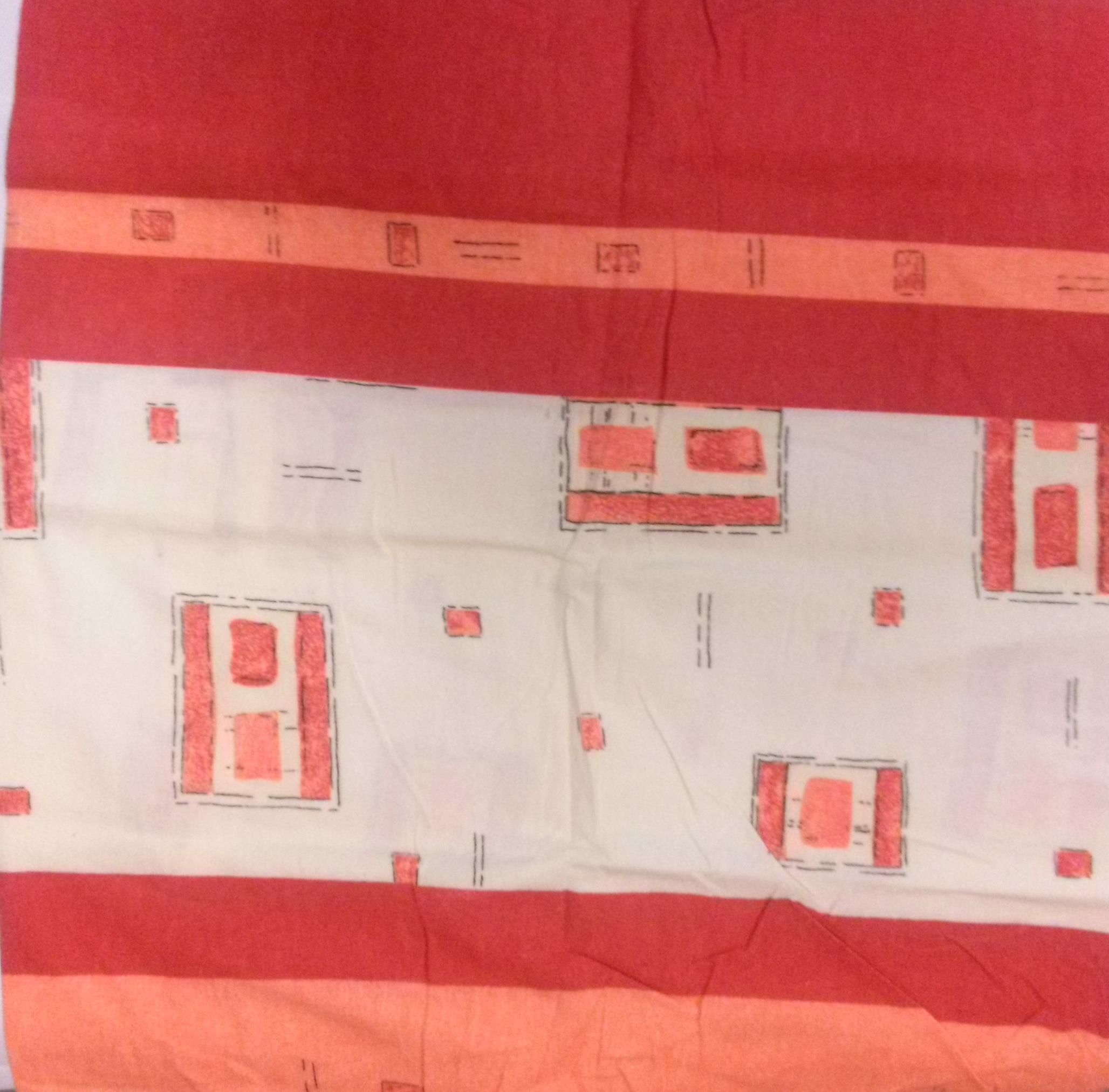 Poszewka Flanelowa 70x80 Okienka Bordowo Pomarańczowo Kremowe
