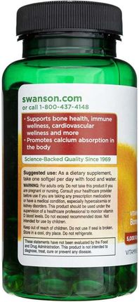 Swanson Vitamin D 3 5000mg 250 kaps. - zdjęcie 3
