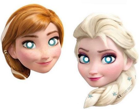 strojekarnawalowe Maseczki papierowe Frozen Kraina Lodu Elsa i Anna 6 szt