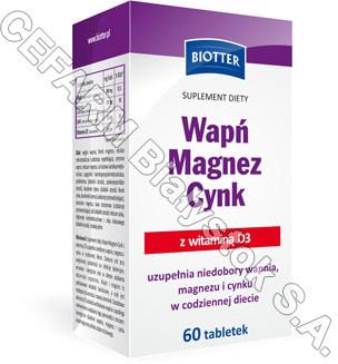 Wapń Magnez Cynk Z Witaminą D3 60 Tabletek